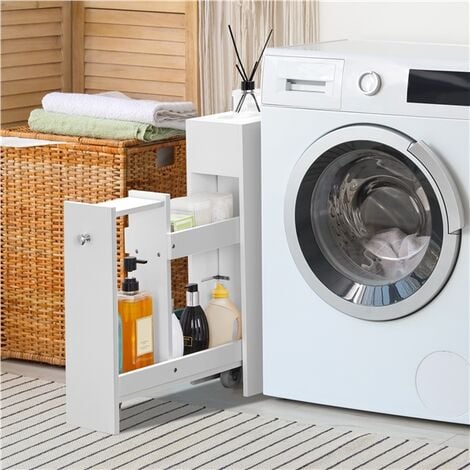 Yaheetech 7" Width Bathroom Storage Cabinet Floor Cupboard with Drawer, White