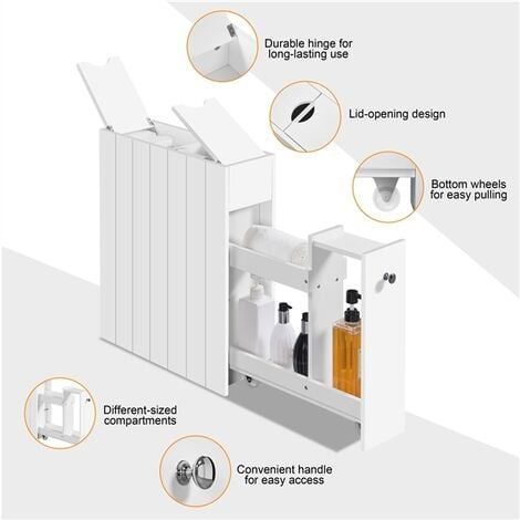Yaheetech 7" Width Bathroom Storage Cabinet Floor Cupboard with Drawer, White