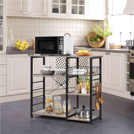 3-Tier hotsell Kitchen Cart Rolling Bakers Rack W/Storage Space Vintage Microwave Stand