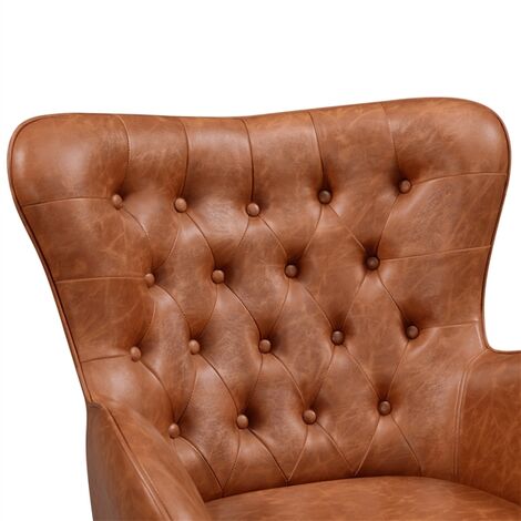 Yaheetech Vintage Faux Leather Accent Chair Living Room Chair, Brown