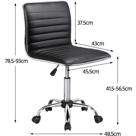 Yaheetech adjustable task chair pu leather low back ribbed armless swivel white desk chair best sale office chair wheels