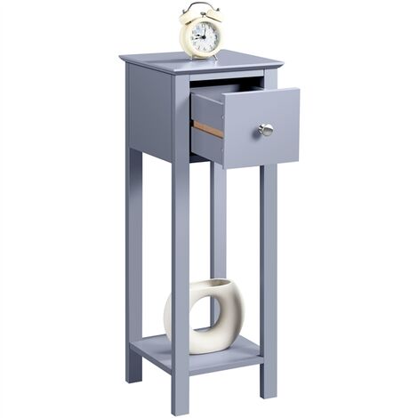 Yaheetech Minimalist Slim Bedside Table End Table, Gray