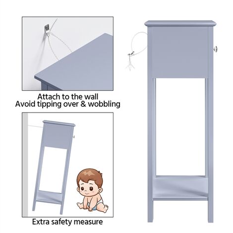 Yaheetech Minimalist Slim Bedside Table End Table, Gray