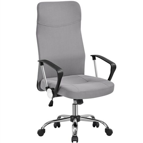 Yaheetech High Back Fabric Office Chair Adjustable Swivel Chair, Light Gray