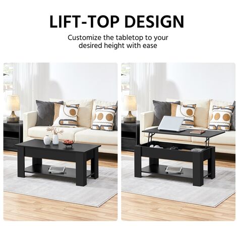 Yaheetech Lift Up Top Coffee Table for Living Room Furniture, Black