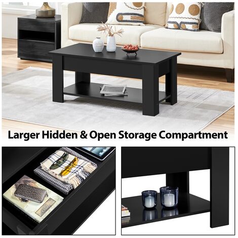 Yaheetech Lift Up Top Coffee Table for Living Room Furniture, Black