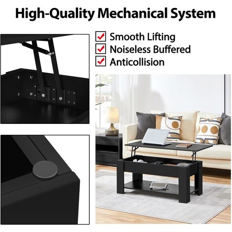 Yaheetech Lift Up Top Coffee Table for Living Room Furniture, Black