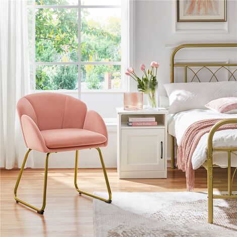 Yaheetech Accent Chair Flower Shape Velvet Armchair, Pink