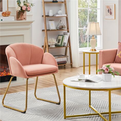 Yaheetech Accent Chair Flower Shape Velvet Armchair, Pink