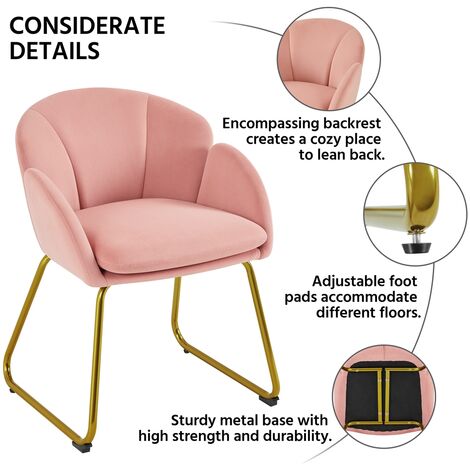 Yaheetech Accent Chair Flower Shape Velvet Armchair, Pink
