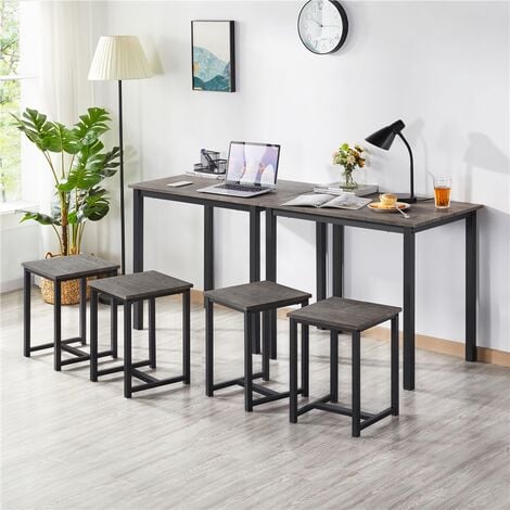 Yaheetech Industrial 3 Piece Dining Set,Space Saving Table Set for Kitchen/Dining Room, Drift Brown