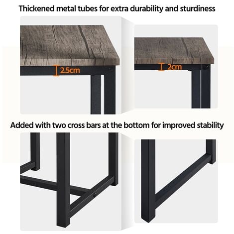 Yaheetech Industrial 3 Piece Dining Set,Space Saving Table Set for Kitchen/Dining Room, Drift Brown