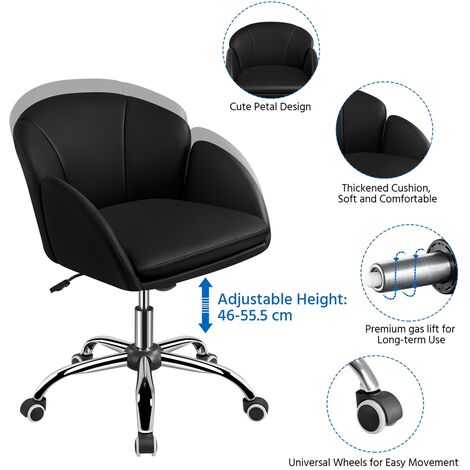 Yaheetech Rolling Desk Chair Office Chair for Home/Office, Black