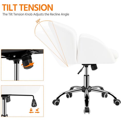 Yaheetech Rolling Desk Chair Office Chair for Home/Office, White
