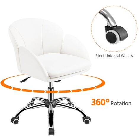 Yaheetech Rolling Desk Chair Office Chair for Home/Office, White