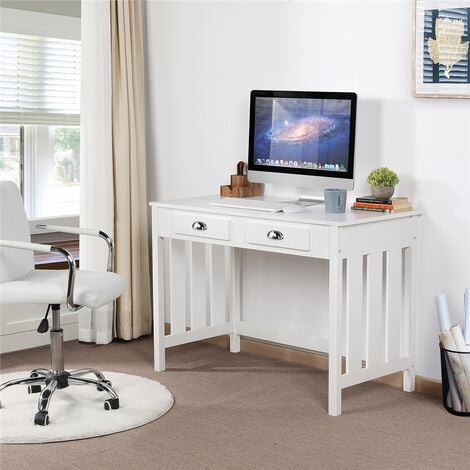 Yaheetech Writing Computer Desk Modern Computer Table, White