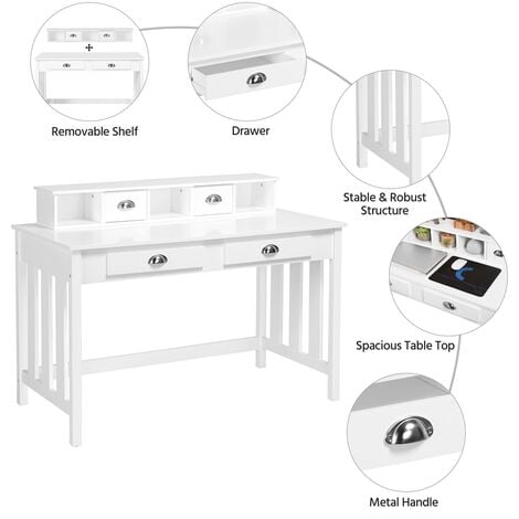 Yaheetech Writing Computer Desk Modern Computer Table, White