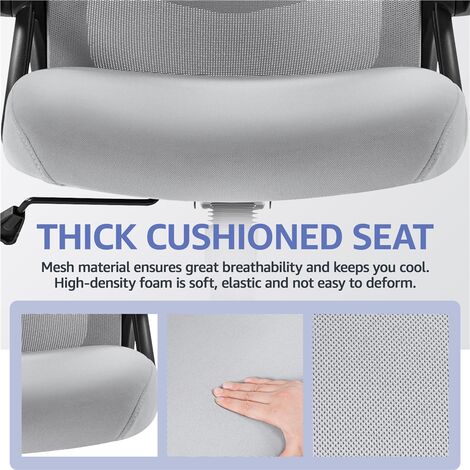 Yaheetech Mesh Office Chair with Folding Padded Armrests,High Back Ergonomic Desk Chair, Light Gray
