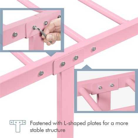 Yaheetech 3ft Single Metal Bed Frame with Cloud-inspired Design Headboard and Metal Bed Slats, Pink