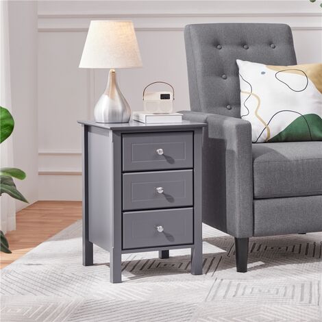 Yaheetech 3 Drawers Side Table End Table for Living Room/Hallway, Dark Gray