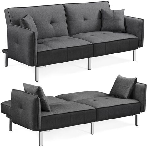Yaheetech Convertible Sofa Bed Multipurpose Fabric Sofa Bed for Living Room/Bedroom, Dark Gray