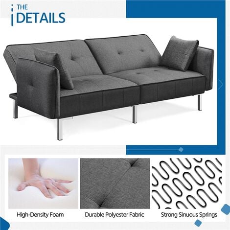 Yaheetech Convertible Sofa Bed Multipurpose Fabric Sofa Bed for Living Room/Bedroom, Dark Gray