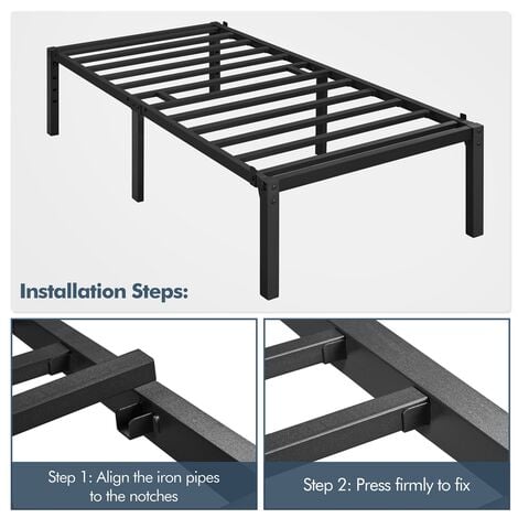 Yaheetech 3ft Single Metal Platform Bed Frame, 41.5 cm Height, Black