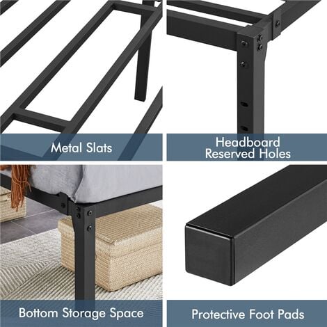 Yaheetech 3ft Single Metal Platform Bed Frame, 41.5 cm Height, Black