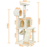 Yaheetech Cat Tree Tower Activity Centres Scratching Post with Tunnel/Condo/Hammock - Beige - beige