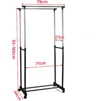 Yaheetech Double Clothes Rail Garment Coat Shirt Hanging Stand On Wheels with Shoe Rack