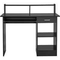 Yaheetech Home Office Computer Desk with Drawers Storage Shelf Keyboard Tray - Black - black