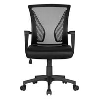 Yaheetech Mid-back Mesh Office Chair Height Adjustable for Students Study, Black - black