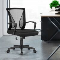 Yaheetech Mid-back Mesh Office Chair Height Adjustable for Students Study, Black - black