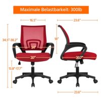 Executive Desk Chair Adjustable and Swivel Home Office Chair， Red