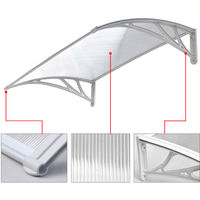 120cm Door Canopy Transparent Awning Shelter Front Back Porch Outdoor Shade Patio Roof - White