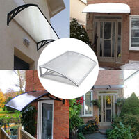 120cm Door Canopy Transparent Awning Shelter Front Back Porch Outdoor Shade Patio Roof - White