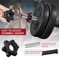 Yaheetech 30KG Adjustable Dumbbell Set with Solid Chrome Finish Bar for Man Workout Body Building Training - black
