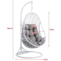 Yaheetech Hanging Rattan Swing Chair With Soft Cushion Armrest Design Outdoor/Indoor Garden Patio Furniture Stand White - white