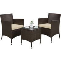 Garden Furniture Sets Yaheetech in Brown Rattan 2 Seater Wicker Chairs and Coffee Table