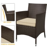 Garden Furniture Sets Yaheetech in Brown Rattan 2 Seater Wicker Chairs and Coffee Table
