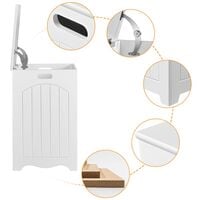 Yaheetech Bathroom Laundry Bin Basket, Wooden Organizer Hamper with Lid for Bathroom Laundry Bedroom 40 x 40 x 61cm - white