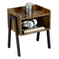 Yaheetech Side Table Industrial Nightstand Stackable End Table, Rustic Brown
