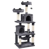 Yaheetech Multi Level Cat Tree Tower Cat Scratch Posts Activity Centre with 2 Condos/2 Plush Perches/Scratching Post/Fur Ball Toy for Medium/Large Cats,Dark Grey - dark gray