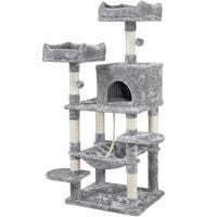 Yaheetech Multi Level Cat Tree Tower Cat Scratch Posts Activity Centre with Condo/Plush Perches/Scratching Post/Hammock for Medium/Large Cats,Light Grey - light gray