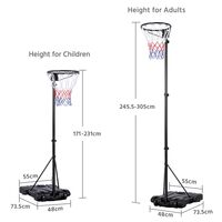 Portable freestanding netball hoop post full size adjustable to 3.05m 