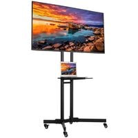 Yaheetech Universal Floor TV Stand on Wheels for 32 inch - 75 inch Samsung/LG/Panasonic/Sony Bravia/Toshiba Flat Screen Mobile TV Trolley Stand with Brackets Tall Floor Stand, Height Adjustable - black