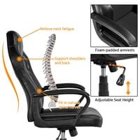 Gaming Chair High Back Ergonomic Racing Chair Office Reclining Chair Swivel Chair, Black