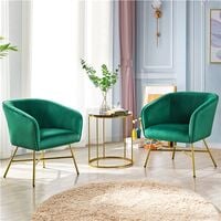 Yaheetech Modern Accent Chair Soft Velvet Tub Chair Side Armchair Sofa Lounge Upholstered Back Sturdy Metal Legs for Living Room Cafe Home, Green - green