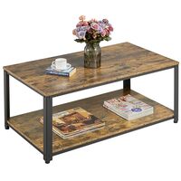 Yaheetech Coffee Table Industrial Side Table Living Room Table with Metal Frame, Large Storage Space, Tea Table, for Home Office - rustic brown