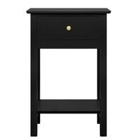 Yaheetech Wood Side Table End Table for Bedroom/Living Room, Black - black